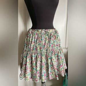 Women J. Crew Liberty Pink Green Floral Print Tiered Mini Skirt Size XS
